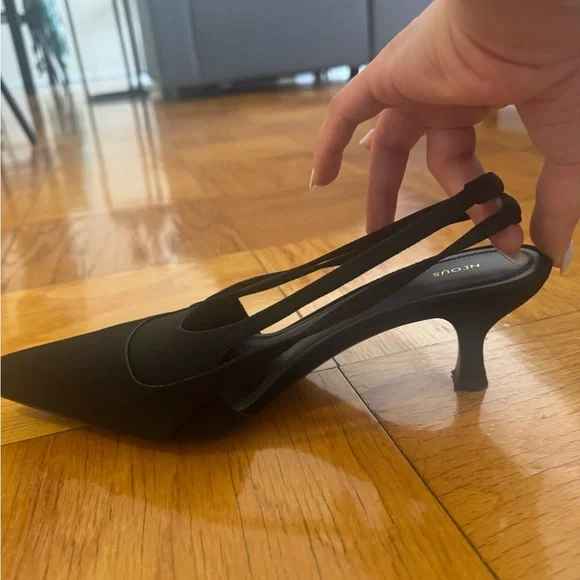 Neous Black Kitten Heel with Chic Double Strap - Picture 2 of 6